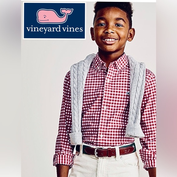Vineyard vines, boys, gingham, Oxford, long sleeve NWT - Picture 1 of 4